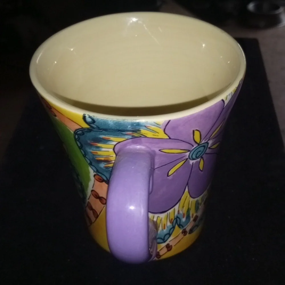 Set Of Two, Pfaltzgraff Purple and Yellow Floral Mug, Merisella